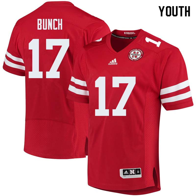Youth #17 Andrew Bunch Nebraska Cornhuskers College Football Jerseys Sale-Red - Click Image to Close